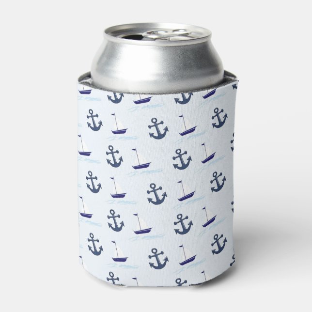 Sail Boat and Anchor Pattern Can Cooler (Can Front)
