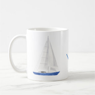 Sail Boat and Blue Anchor Nautical Coffee Mug