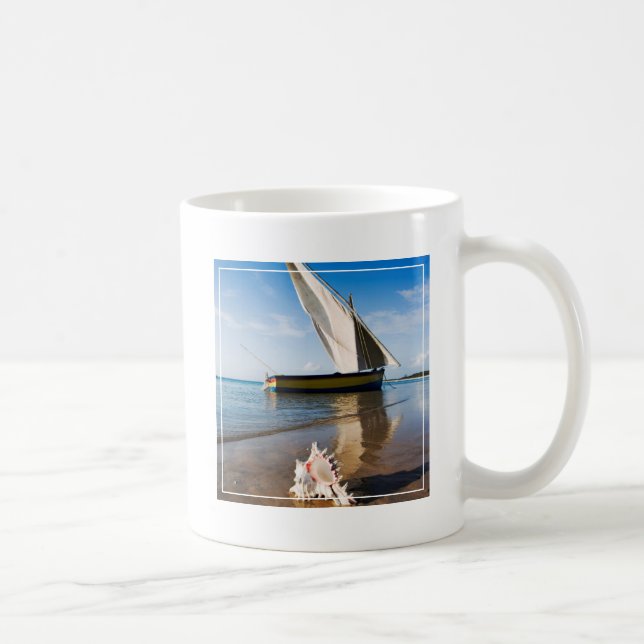 Sail Boat And Shell | Mozambique, Benguerra Lodge Coffee Mug (Right)