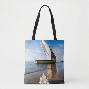 Sail Boat And Shell Mozambique, Benguerra Lodge Tote Bag