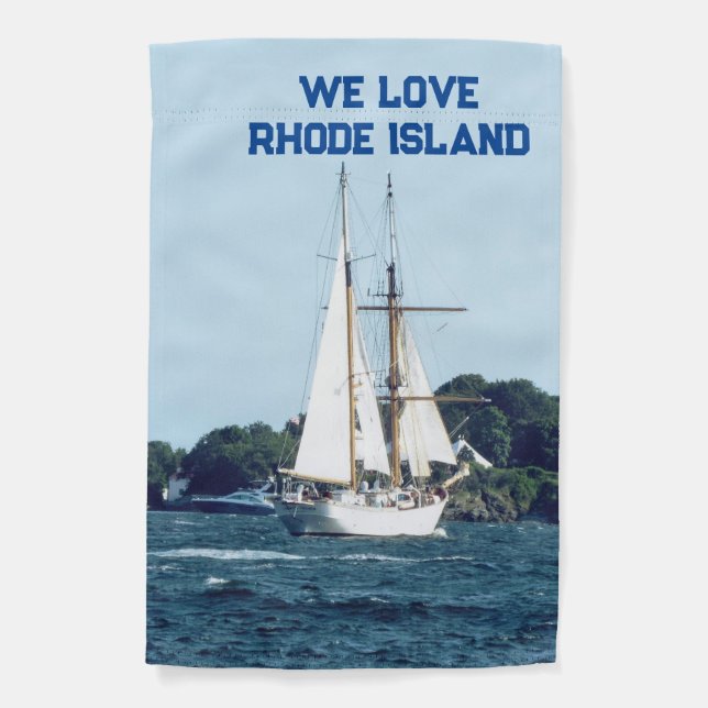 Sail boat and word customization garden flag (Front)