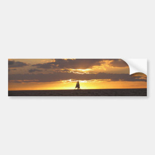 Sail boat at sunset bumper sticker