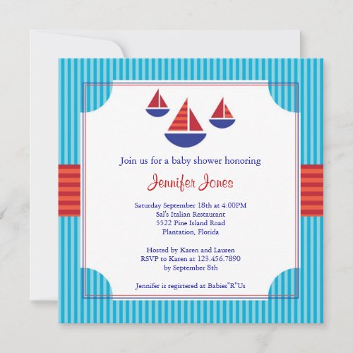 Sail Boat Baby Shower Invitation