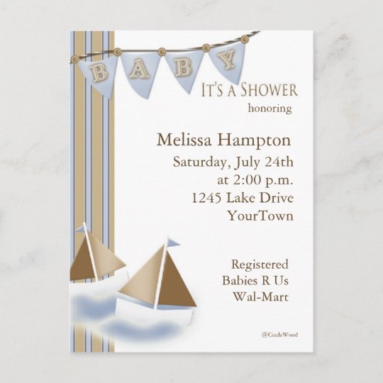 Sail Boat Baby Shower Postcard Invitation