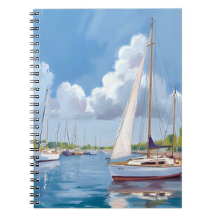 Sail Boat Bay Coastal Watercolor Painting Notebook