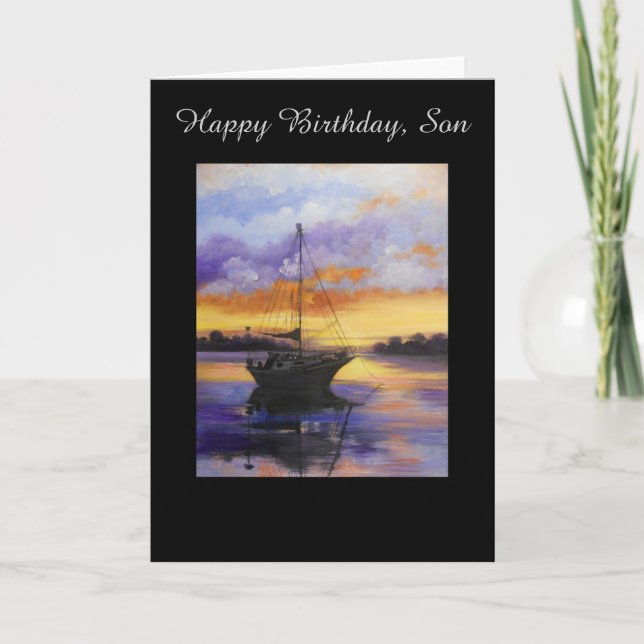Sail boat Birthday card for Son (Front)