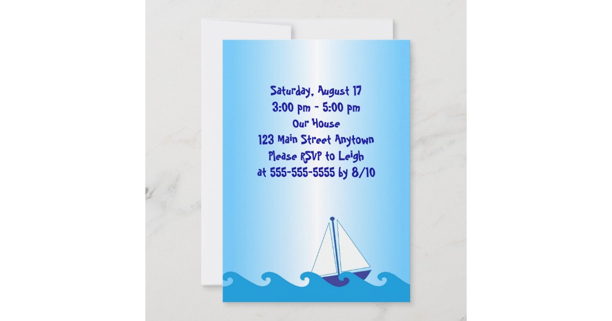 Sail Boat Birthday Invitation Zazzle
