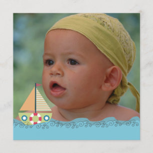 Sail Boat Boys Birthday Party Photo Invite