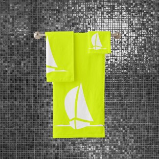 sail boat & compass in neon yellow