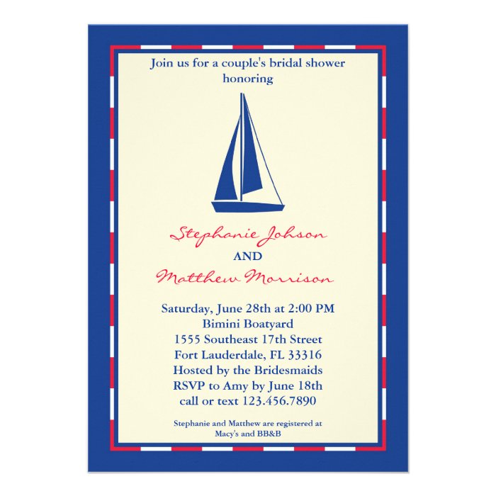 Sail Boat Couple's Bridal Shower Invitation