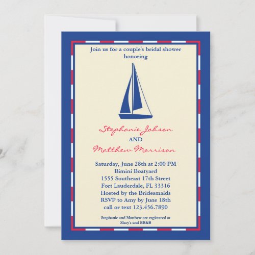 Sail Boat Couple's Bridal Shower Invitation