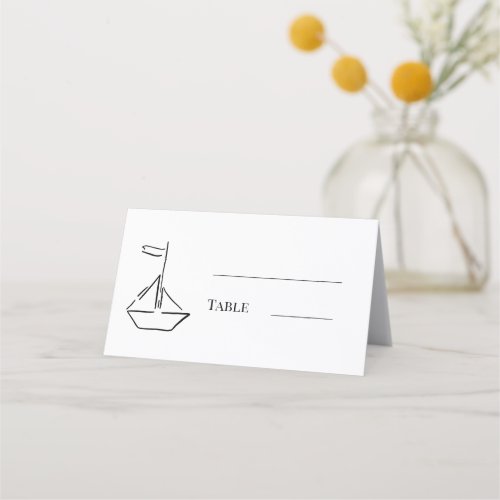 Sail boat hand-drawn bridal shower place card