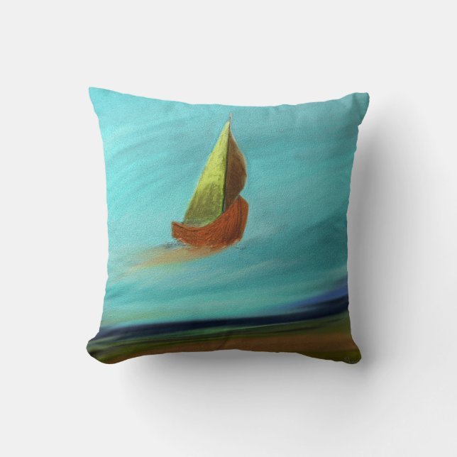 Sail Boat III Throw Pillow (Front)