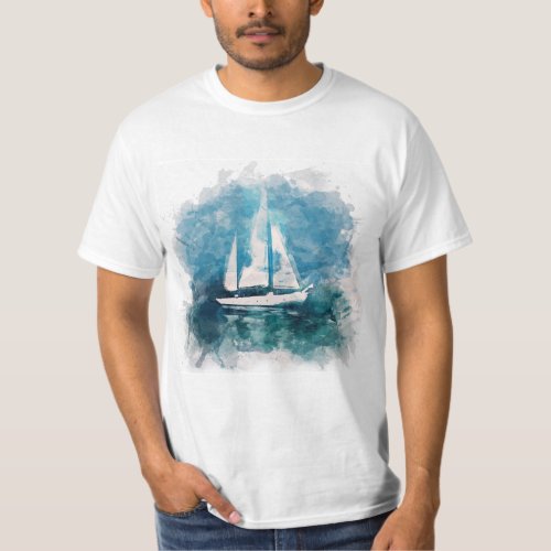 Sail Boat in Stormy Weather T_shirt