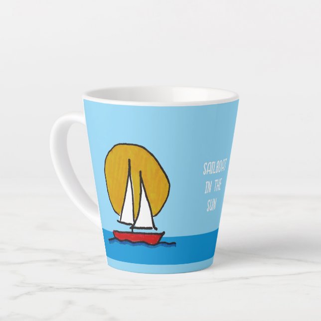 Sail Boat in the Sun Deep Red  Latte Mug (Left Angle)