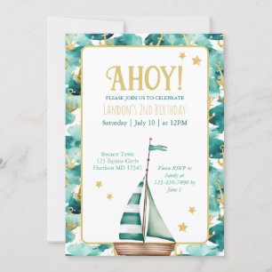 Sail Boat Nautical Birthday Invitation