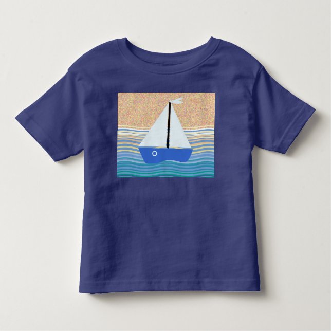 Sail boat on ocean waves toddler t-shirt (Front)