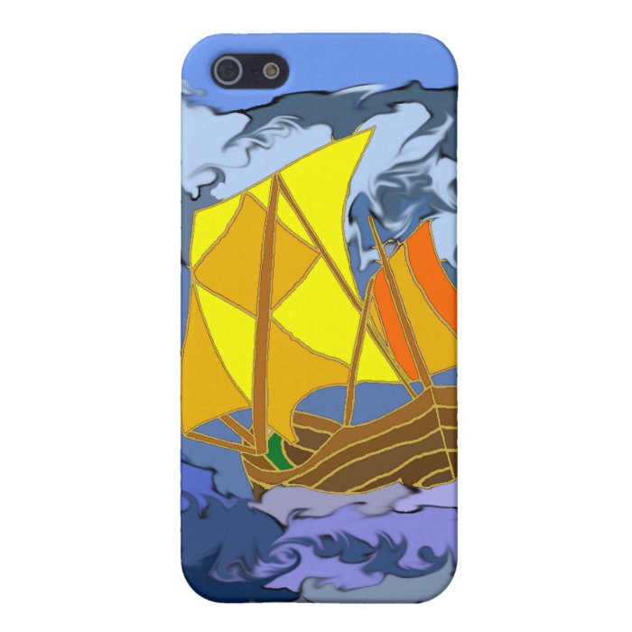 Sail boat on stormy seas iphone4 skin covers for iPhone 5