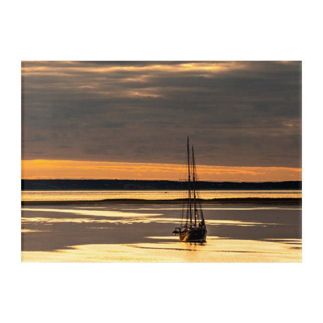 Sail boat over the sunrise acrylic print (Front)