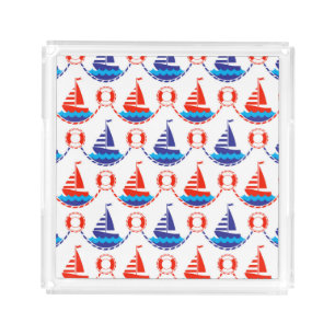 Sail Boat Pattern Acrylic Tray