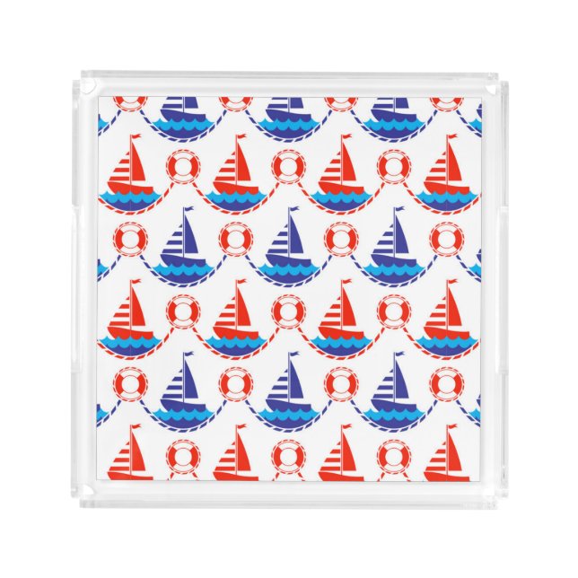 Sail Boat Pattern Acrylic Tray (Front)