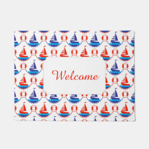 Sail Boat Pattern Add Your Text Doormat
