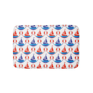 Sail Boat Pattern Bathroom Mat