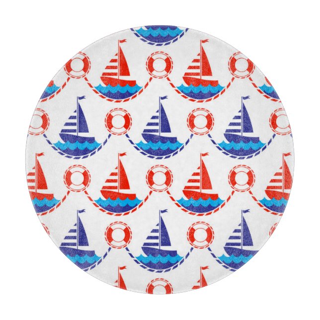 Sail Boat Pattern Cutting Board (Front)