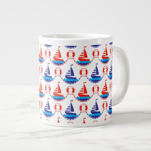 Sail Boat Pattern Giant Coffee Mug