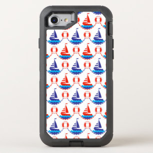 Sail Boat Pattern OtterBox Defender iPhone SE/8/7 Case
