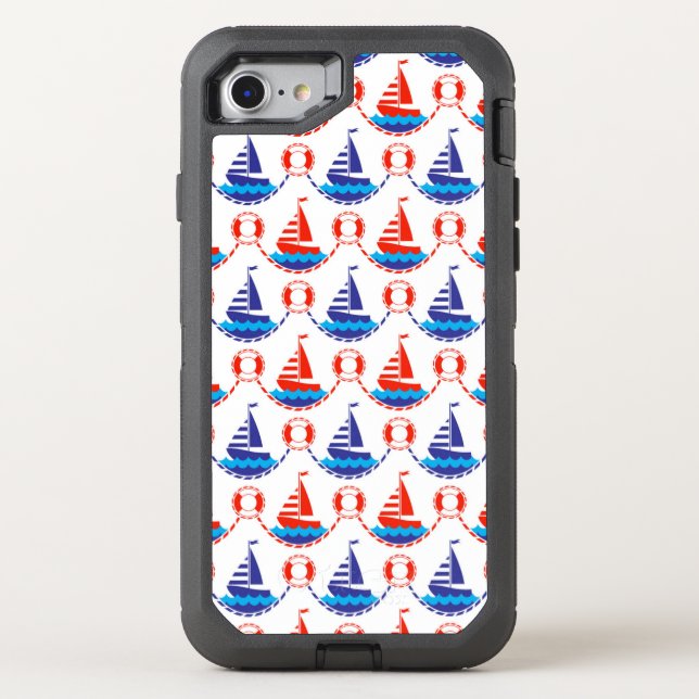 Sail Boat Pattern Otterbox iPhone Case (Back)