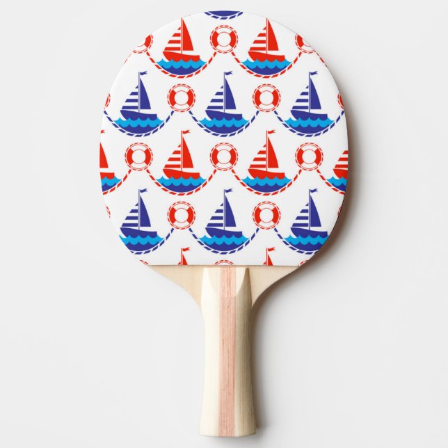 Sail Boat Pattern Ping Pong Paddle (Front)