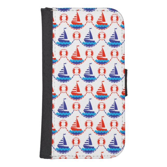 Sail Boat Pattern Samsung Galaxy Wallet Case (Front)