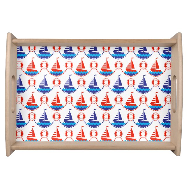 Sail Boat Pattern Serving Tray (Front)