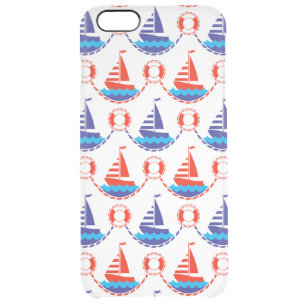 Sail Boat Pattern Clear iPhone 6 Plus Case