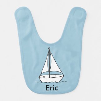 Sail Boat Personalized Name Baby Bib