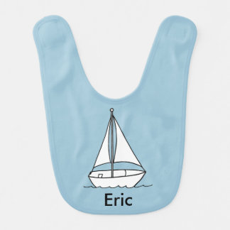 Sail Boat Personalized Name Baby Bib
