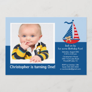 Sail Boat Photo Birthday Invitation