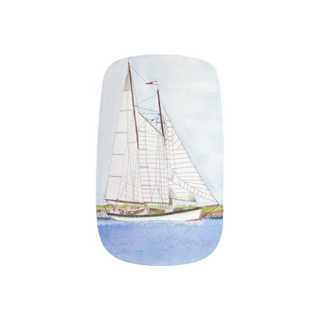 Sail Boat Sailing Ship Ocean Nail Art Sticker (Right Thumb)