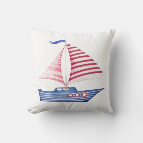 Sail Boat Ship Nautical Pillow