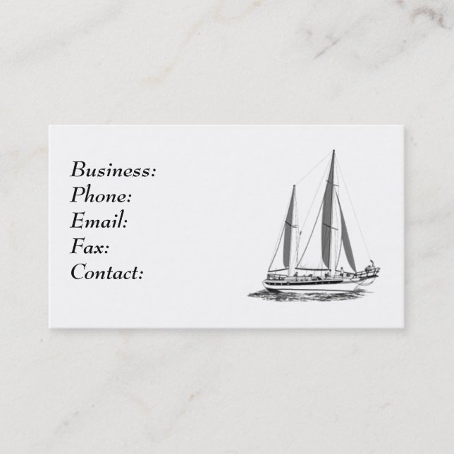 Sail Boat White Business Card Template (Front)