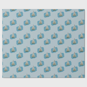 Sail boat wrapping paper