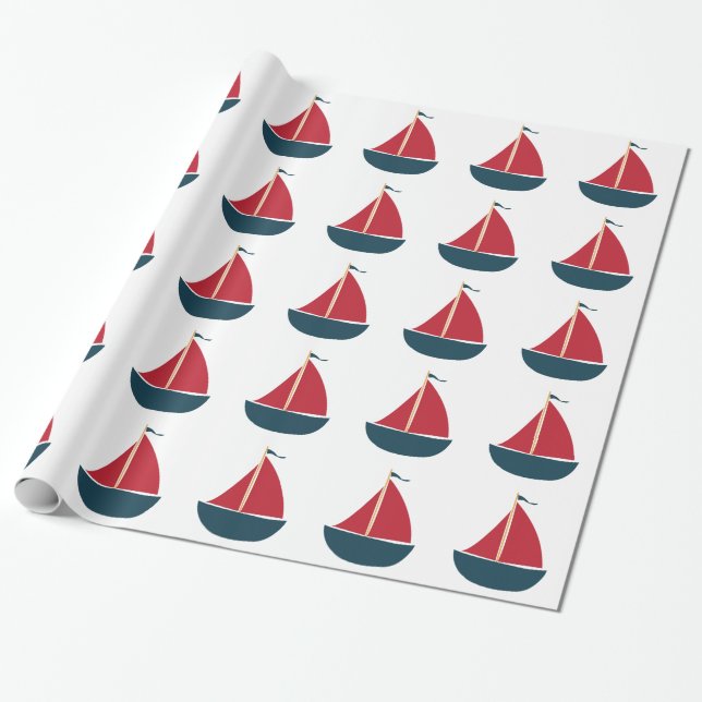 Sail Boat Wrapping Paper (Unrolled)