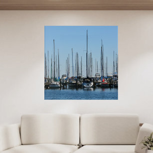 Sail Boats align in Marina Nautical Photographic Acrylic Print