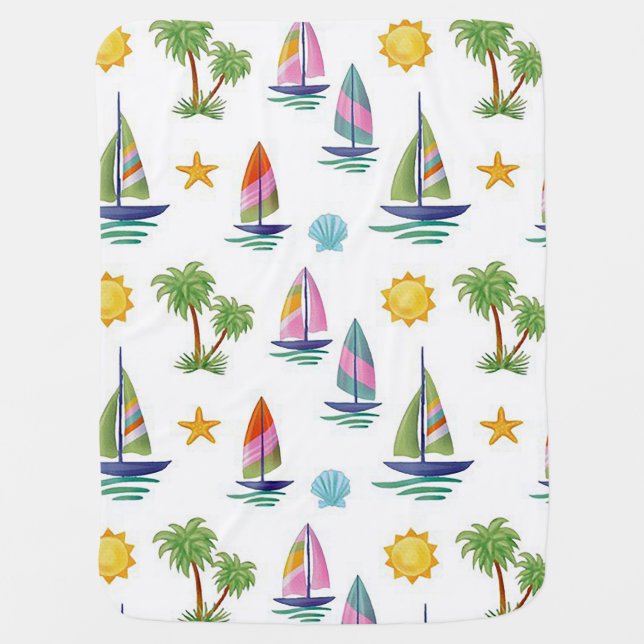 “Sail Boats ” Baby Blanket (Front)