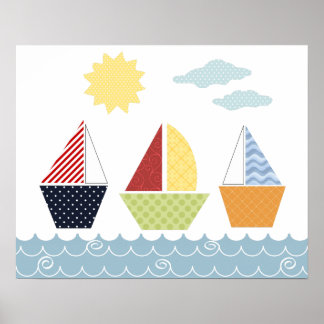 Sail boats poster for children