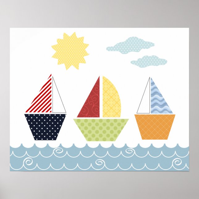 Sail boats poster for children (Front)
