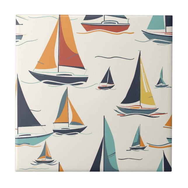 Sail Boats Sailing Yacht Ceramic Tile (Front)