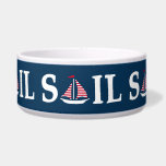 Sail Bowl<br><div class="desc">Sail text design illustration with sailing boat decoration on dark blue background. It is possible to change the background color and to add different one to the design with your choice.</div>