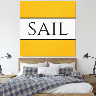 SAIL Bright Yellow Orange White Summer Stripes Canvas Print